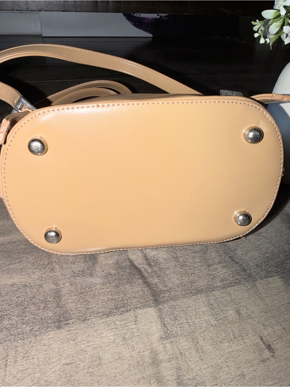 Designer Inspired Beige Backpack with Front Pocket - Picture 5 of 7